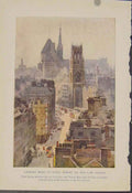 Original Old Antique Print Painting By Haslehust Fleet Street Law Courts