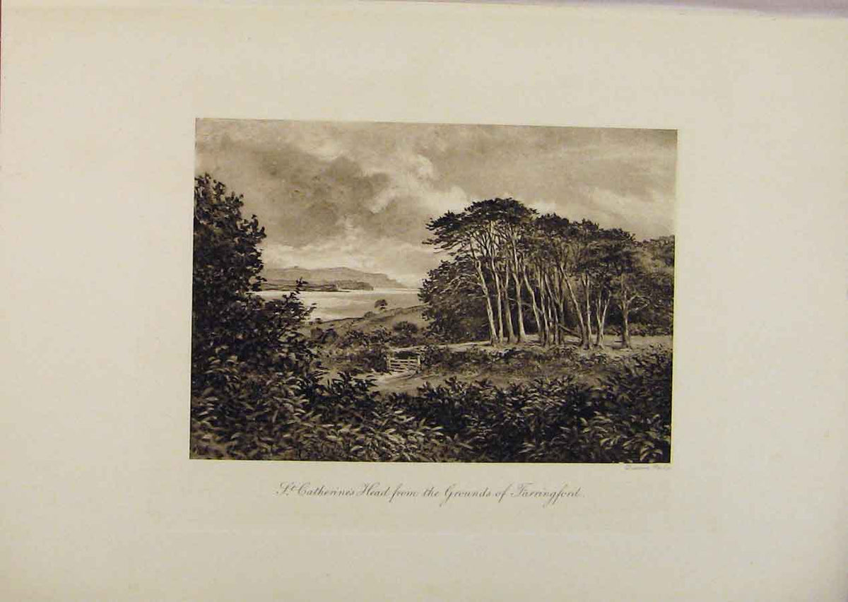 Original Old Antique Print Laureate'S Country St Catherines Head By Edward Hull