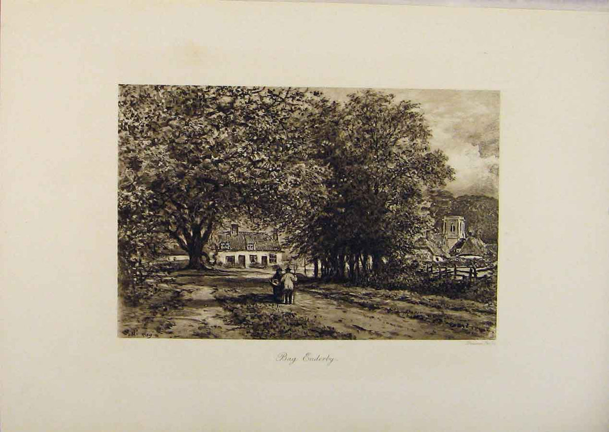 Original Old Antique Print Laureate'S Country Bay Enderby By Edward Hull