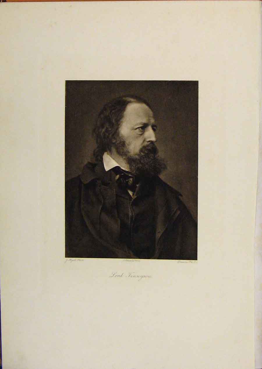 Original Old Antique Print Laureate'S Country Portrait Lord Tennyson Artist