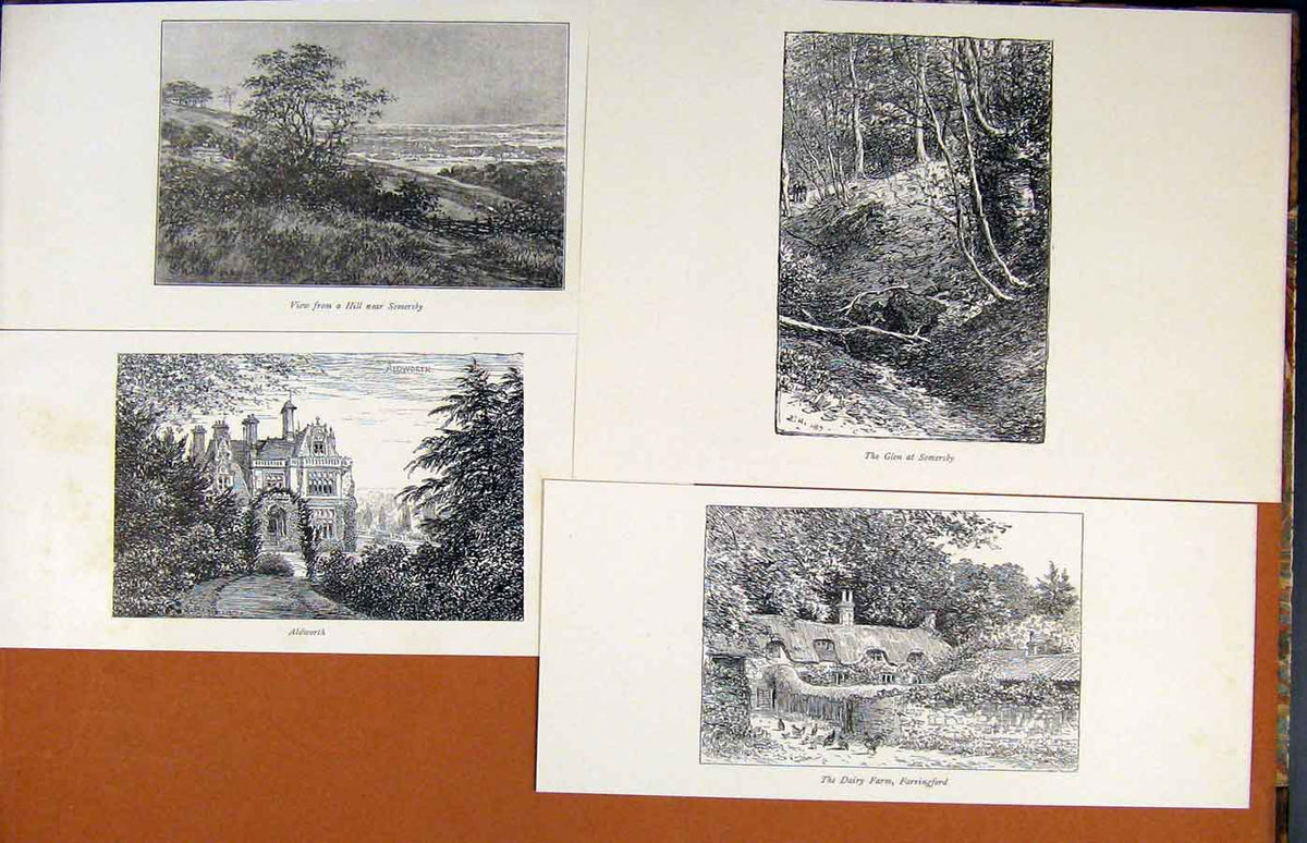 Original Old Antique Print Laureate'S Country Sommersby Glen Hill Aldworth