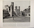 Original Old Antique Print Beautiful Britain Carnarvon Castle North Wales 20th