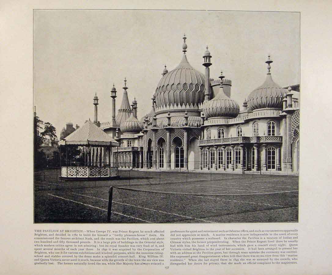 Original Old Antique Print Beautiful Britain The Pavilion At Brigthon Photograph