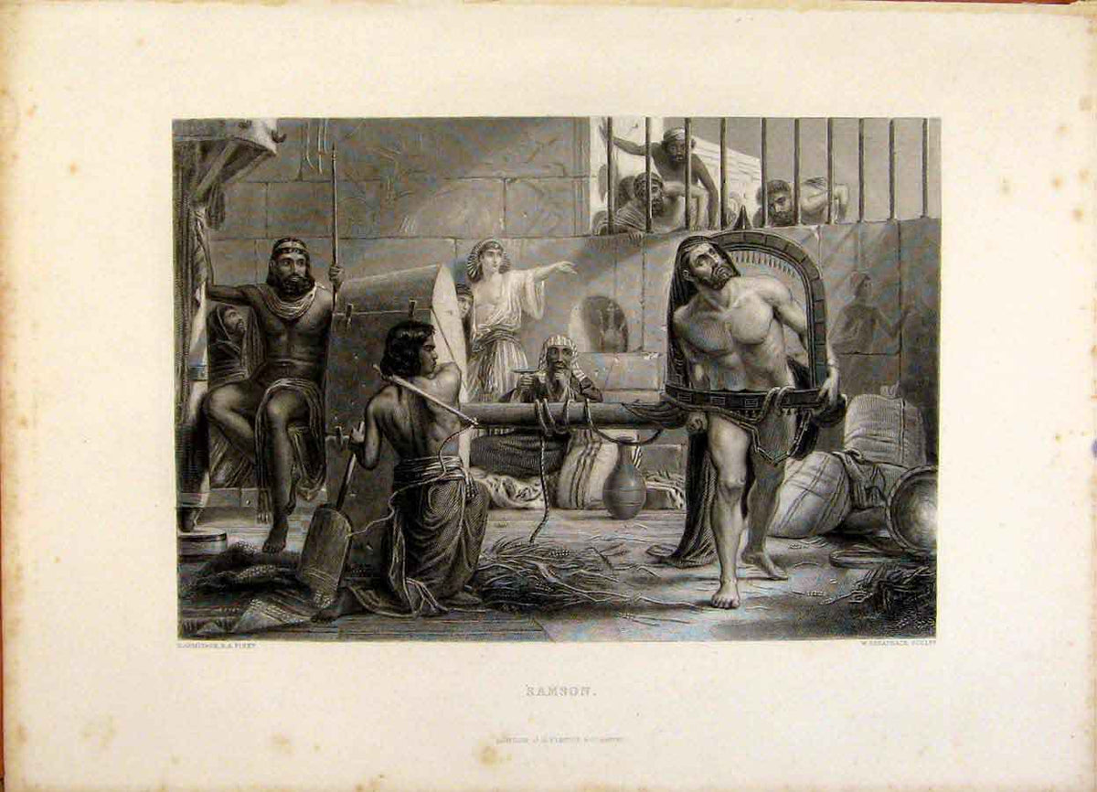 Original Old Antique Print The Holy Bible The Cave Macpelah Steel Engraving