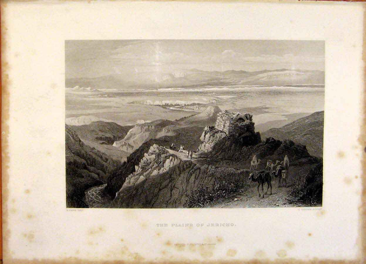 Original Old Antique Print The Holy Bible The Plains Jericho Steel Engraving