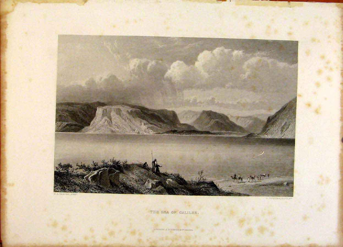 Original Old Antique Print The Holy Bible The Sea Galilee Steel Engraving