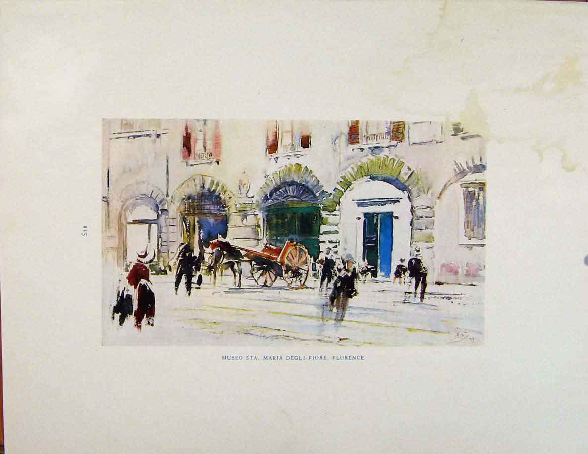 Original Old Antique Print Architectural Etchings Museo Sta Maria Degli Fiore