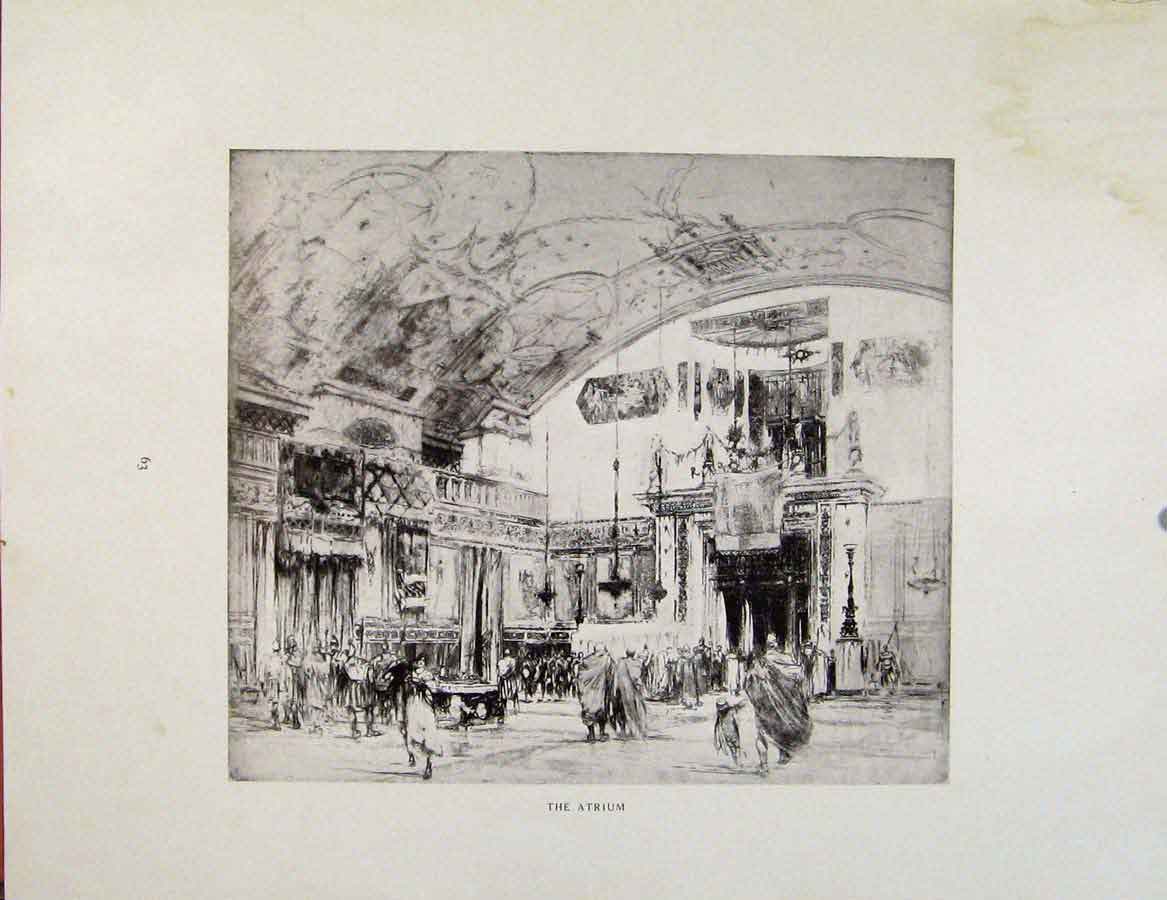 Original Old Antique Print Architectural Etchings At The House A Patrician