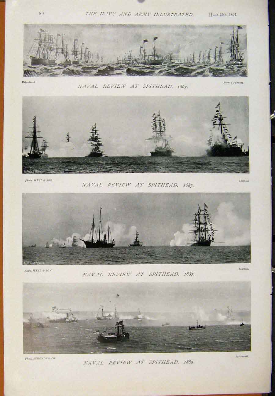 Original Old Antique Print Navy & Army Types British Fleet C1857-67 Victorian