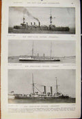Original Old Antique Print Navy & Army Battleship Renown Mars Powerful Talbot