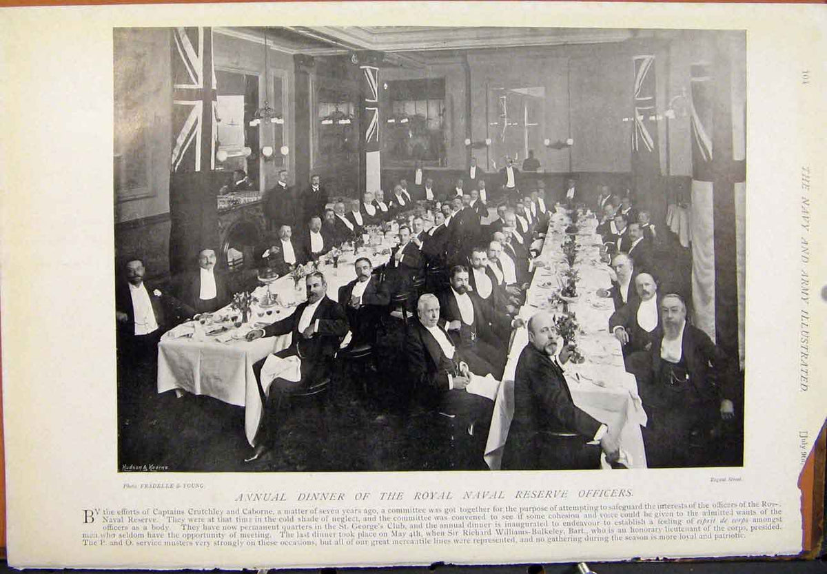 Original Old Antique Print Navy & Army Tuin Mount Edgeumbe Annual Dinner Reserve