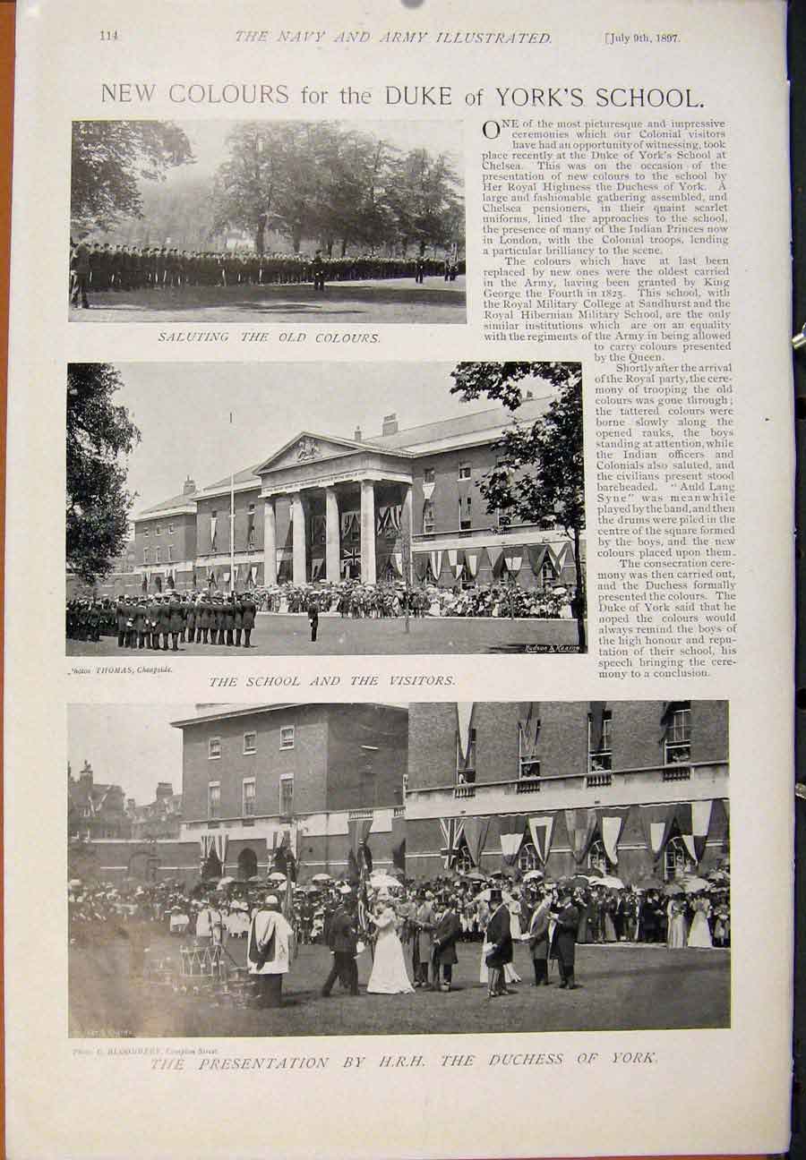 Original Old Antique Print Navy & Army General John Davis New Colours Duke Yorks