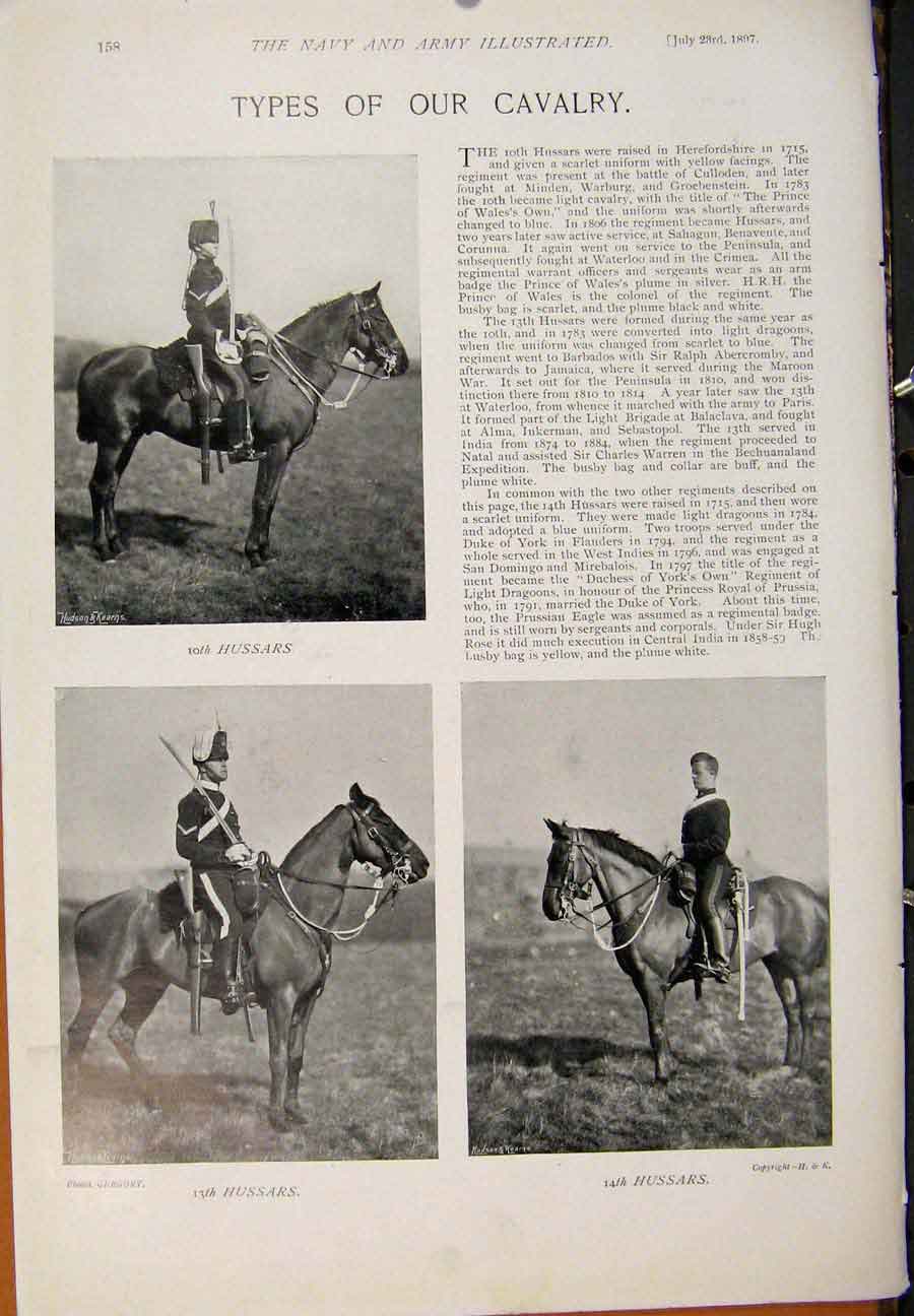 Original Old Antique Print Navy & Army General Sir Henry Norman Types Cavalry