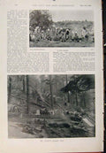 Original Old Antique Print Navy & Army Guides On Parade Field Kitchen In Camp