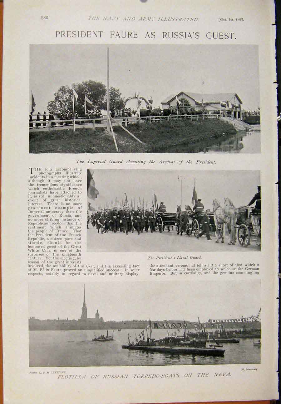 Old Antique Print Navy & Army View After Bridge Hms Renown President Faur