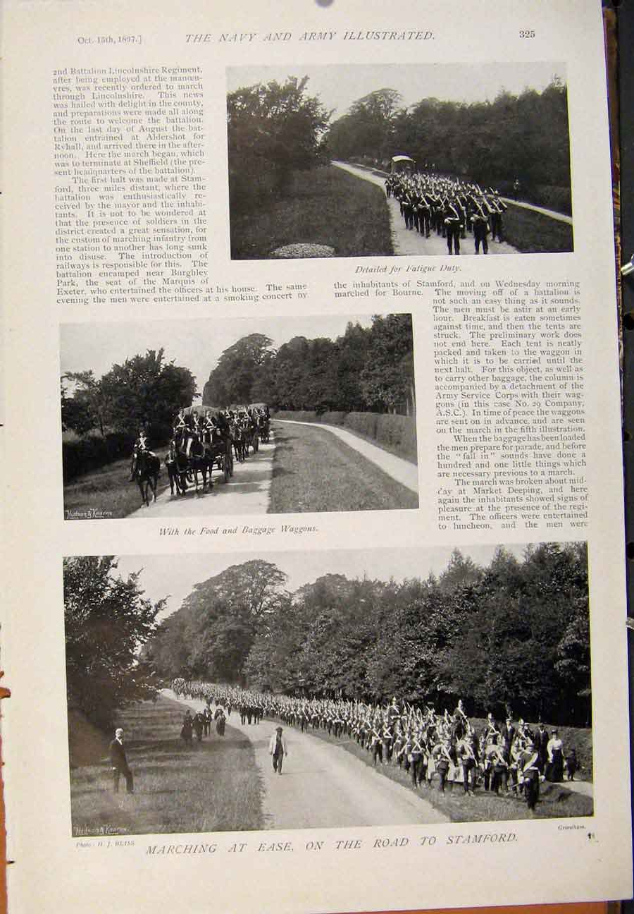 Original Old Antique Print Navy & Army New Zealand Defence Forces Stamford Road
