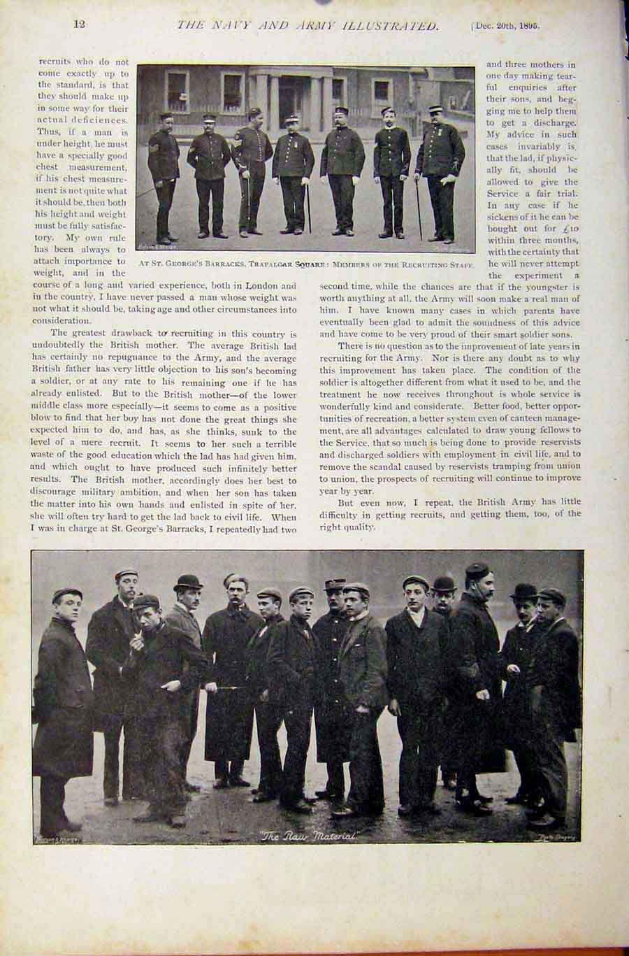 Original Old Antique Print Navy & Army Recruiting For The Army Photos