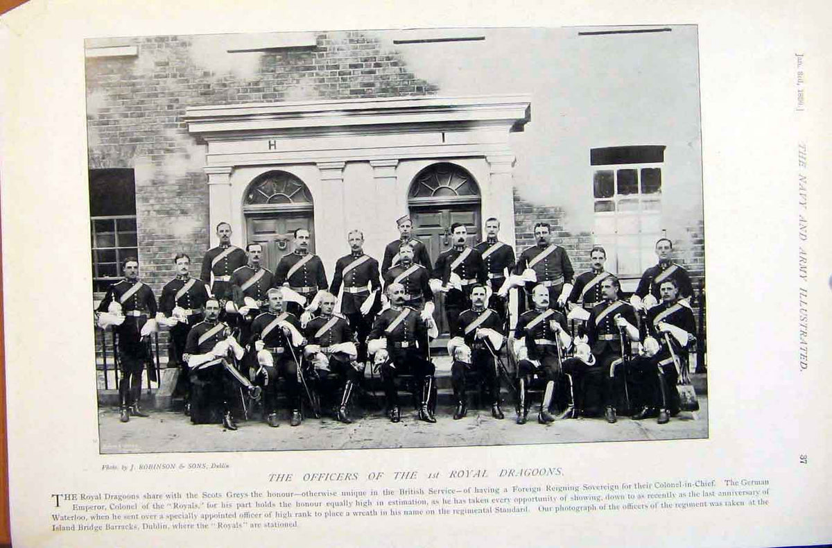 Original Old Antique Print Navy & Army Corporal Trumpter Goodhall Life Guards