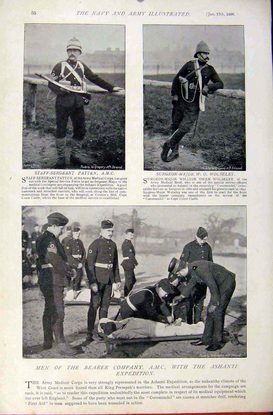 Original Old Antique Print Navy & Army Officers 1St Suffolk Tower Bearer Company