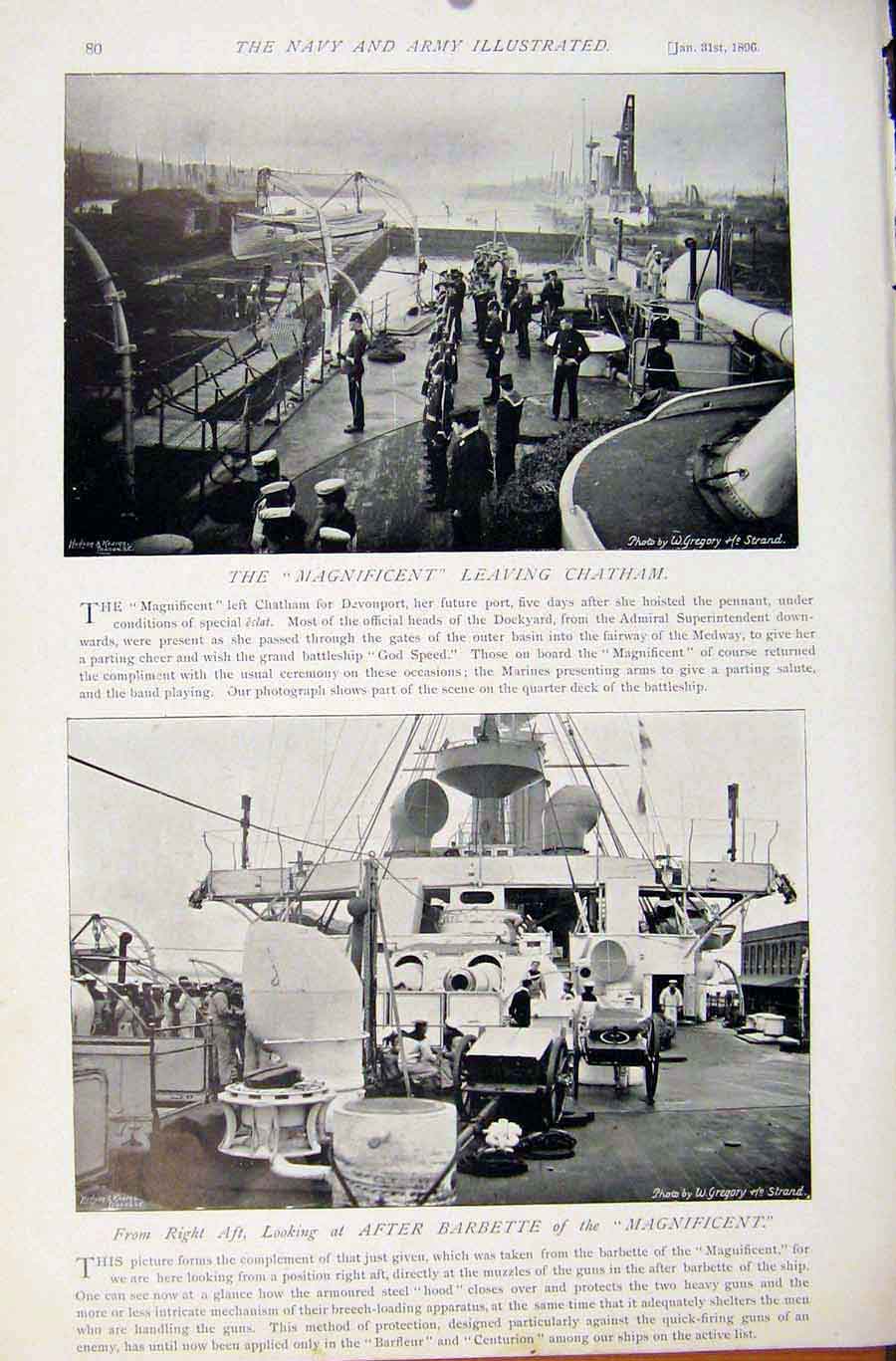 Original Old Antique Print Navy & Army Men The Mafnificent Crew Photo Chatham