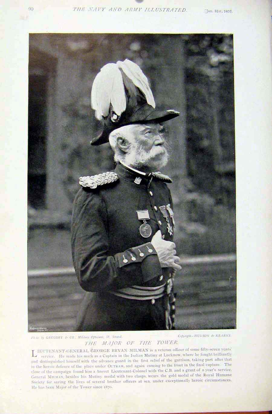 Original Old Antique Print Navy & Army Lord Roberts Major Tower Portrait Photo