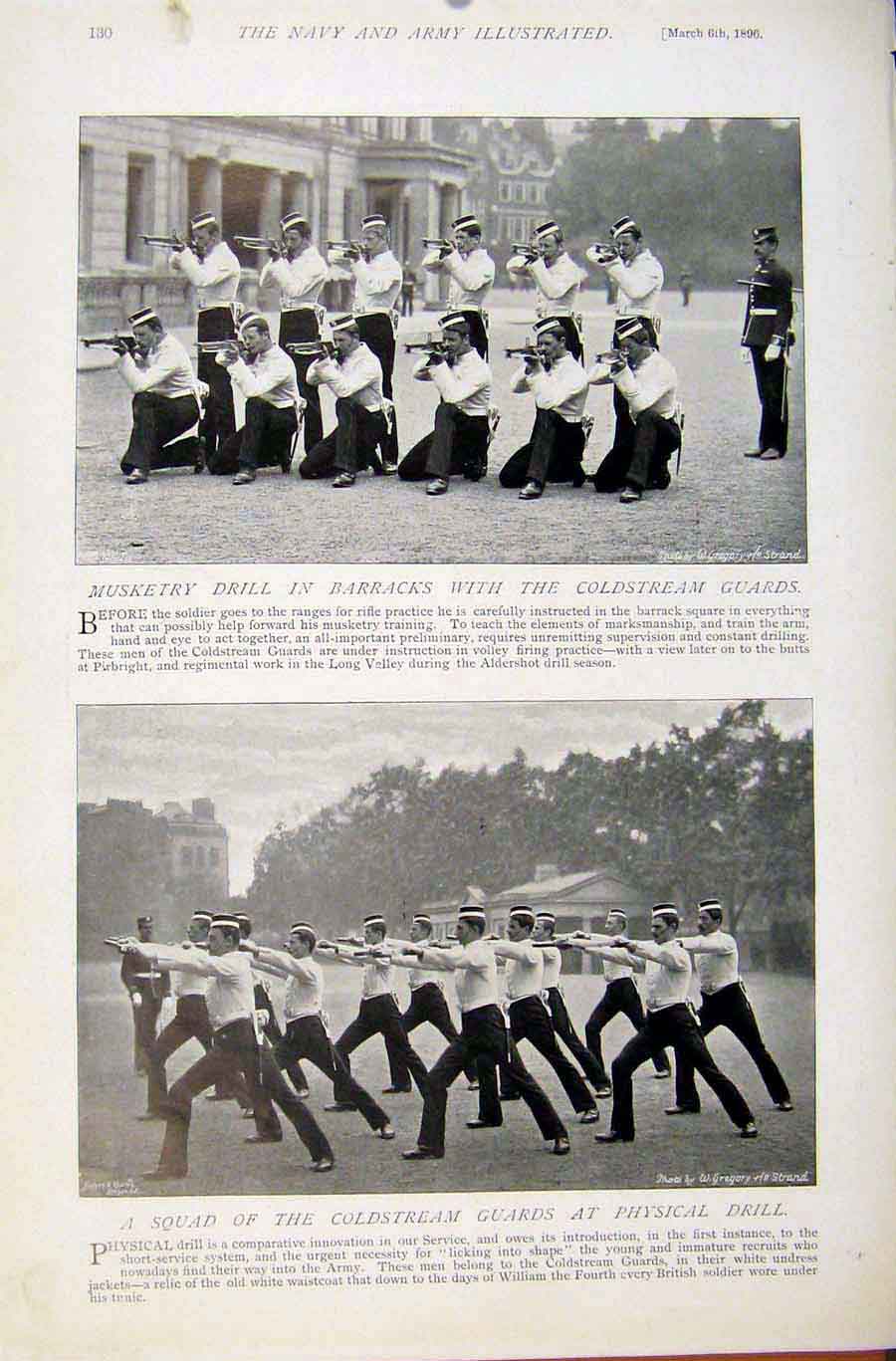 Original Old Antique Print Navy & Army Sir John Lintorn Simmons Musketry Drill