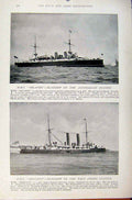 Old Antique Print Navy & Army Roayl Arthur Flagship Australia Coastguard