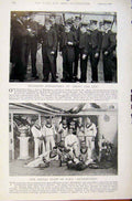 Old Antique Print Navy & Army Hoisting Colours Majestic Teaching Midship