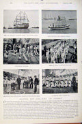 Original Old Antique Print Navy & Army Company Blake Group Photo Training Ship