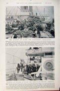 Old Antique Print Navy & Army After Guns And Barbette Revenge Battleship