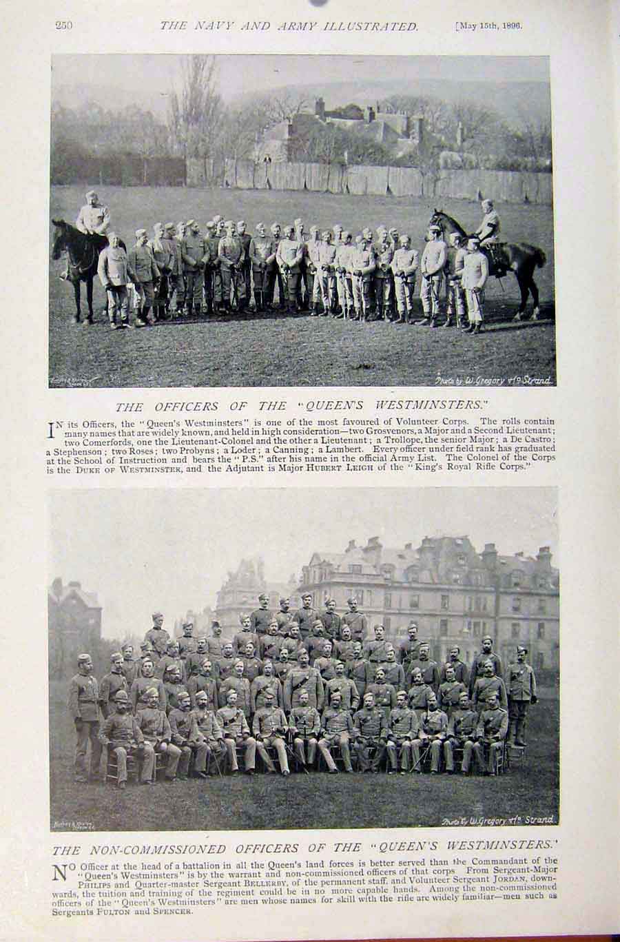 Original Old Antique Print Navy & Army Colonel Commandant Queens Westminters
