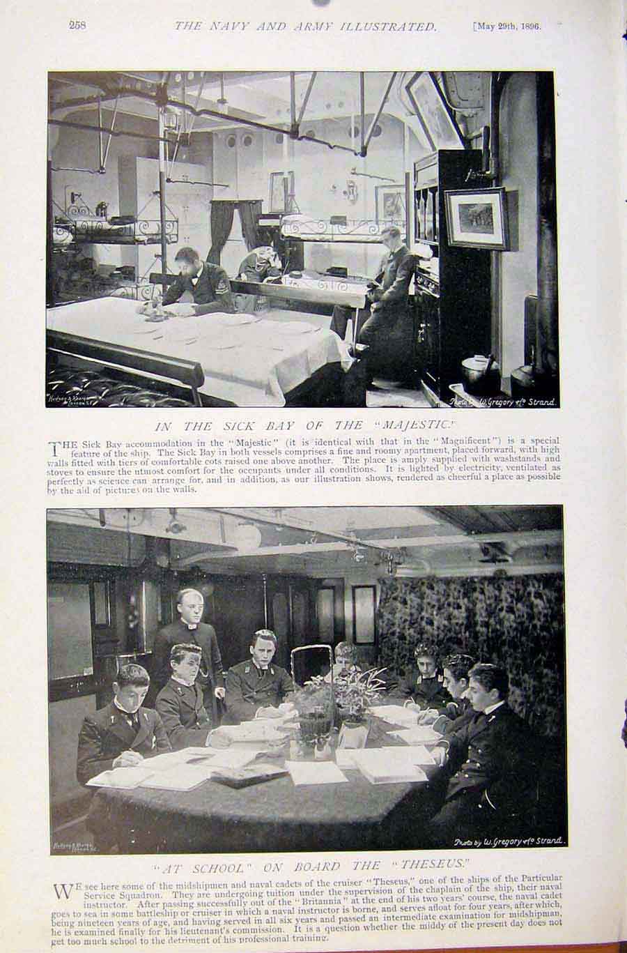 Old Antique Print Navy & Army John Arbuthnot Fisher Sick Bay Majestic Hms