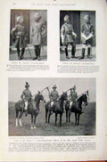 Original Old Antique Print Navy & Army Roayl Horse Artillery Indian Cavalrymen