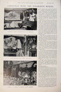 Original Old Antique Print Navy & Army Christmas With The Submarine Miners