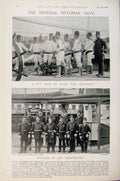 Original Old Antique Print Navy & Army Gun Crew Hamidieh Officers Messoudieh