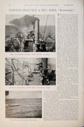 Original Old Antique Print Navy & Army Torpedo Practice At Sea Boomerang