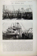 Original Old Antique Print Navy & Army French Navy Blue Jackets At Drill Duperre