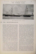 Original Old Antique Print Navy & Army Mediterranean Despatch Boat Turkish Fleet