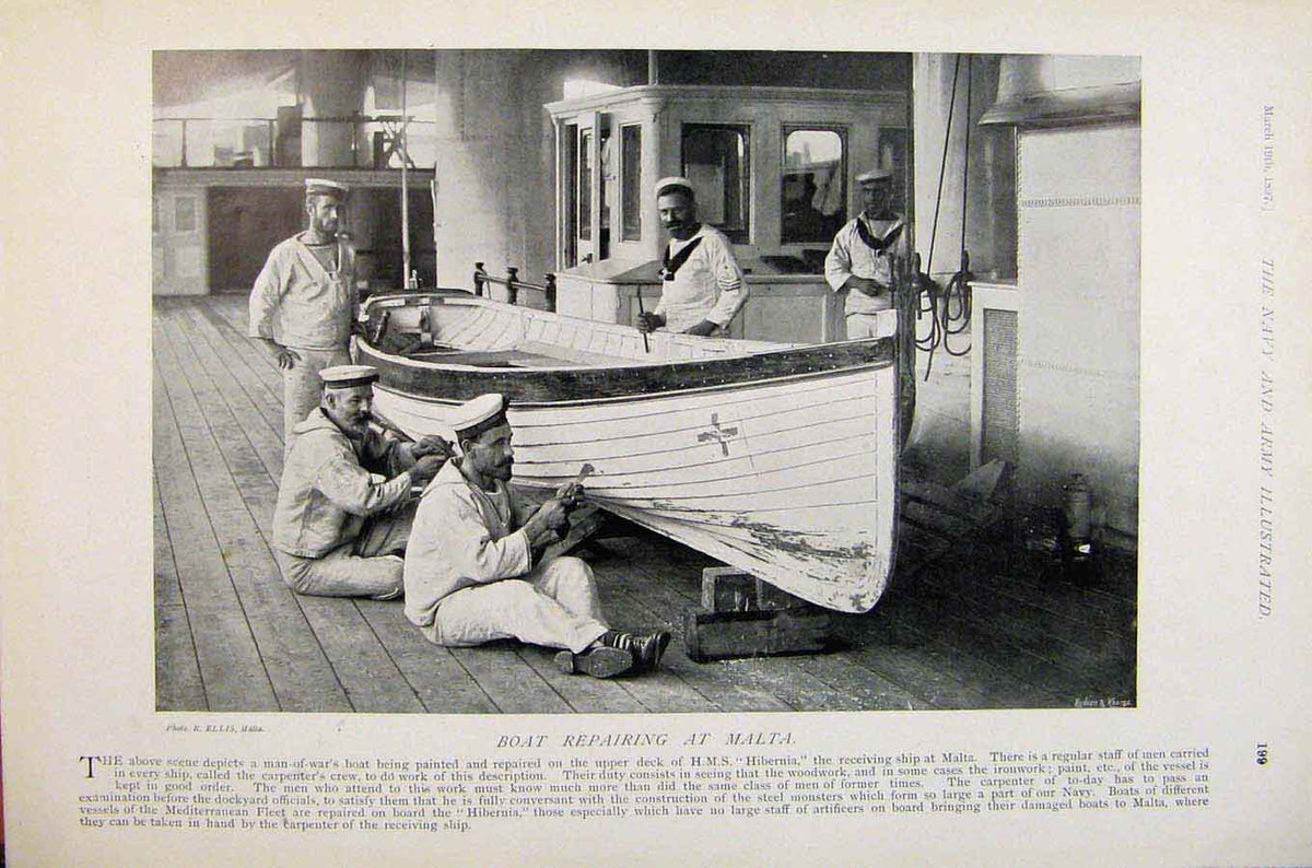 Old Antique Print Navy & Army Sea In Devonport Dockyard Terror At Bermuda 20th