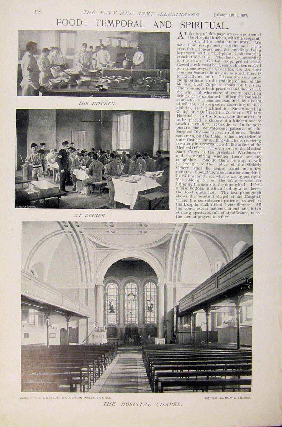 Original Old Antique Print Navy & Army Food Temporal And Spiritual Victorian