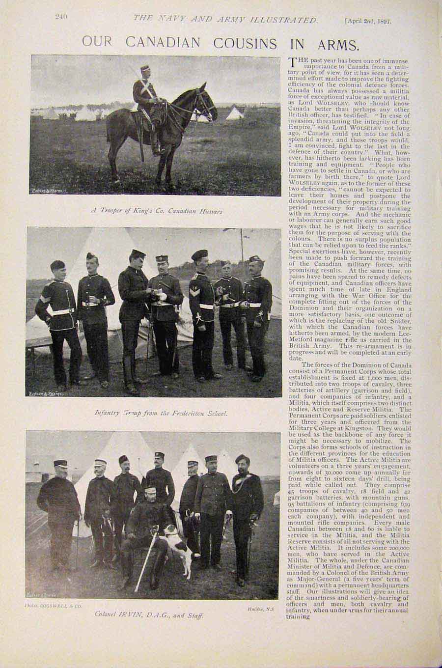 Original Old Antique Print Navy & Army Our Canadian Cousins In Arms Shoemakers