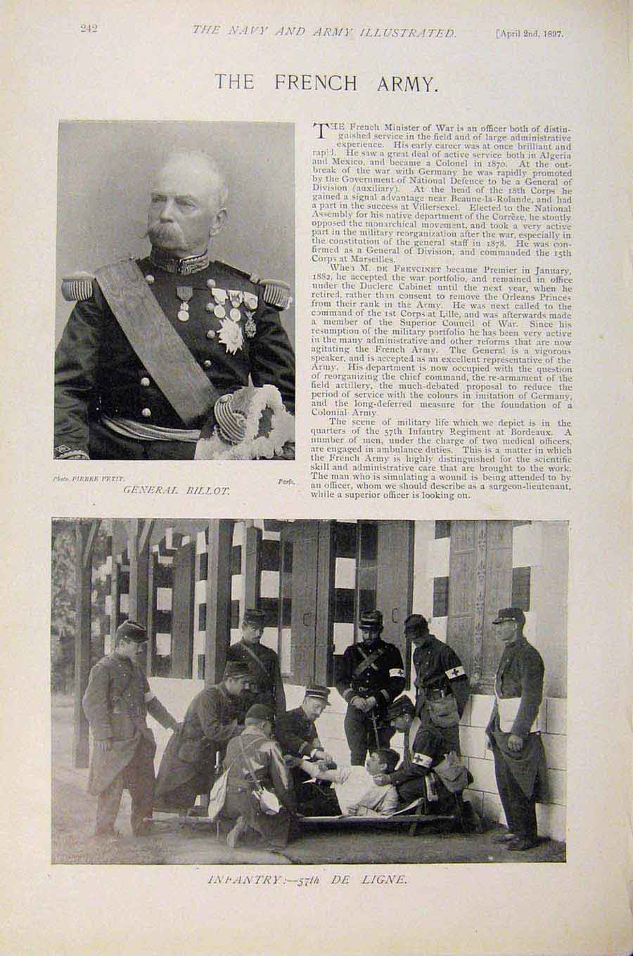 Original Old Antique Print Navy & Army French Army Aldershot Camp Nova Scotia