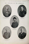 Original Old Antique Print Navy & Army First Lord Admiralty And Other Officers
