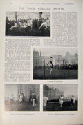 Original Old Antique Print Navy & Army Navla College Sports Admiral Sir Houston