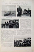 Original Old Antique Print Navy & Army Gallant Sailor Boy Last Honours To Seamen