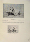 Original Old Antique Print American Ships Mary Pollock Limited Edition Etching