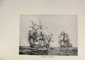 Original Old Antique Print American Ships Gun Brig Lexington Lihographs