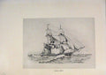 Original Old Antique Print American Ships Small Brig Lihographs Fine Art