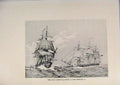 Original Old Antique Print American Ships Frigates Constellation And Boston