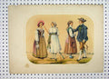 Original Old Antique Print C1870 Colour Sweden Costumes Romance Dresses 19th